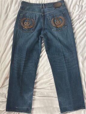 Vintage Ecko Unltd Baggy Jeans Embroidered Crown Laurel Pocket Y2K Fits 34x30